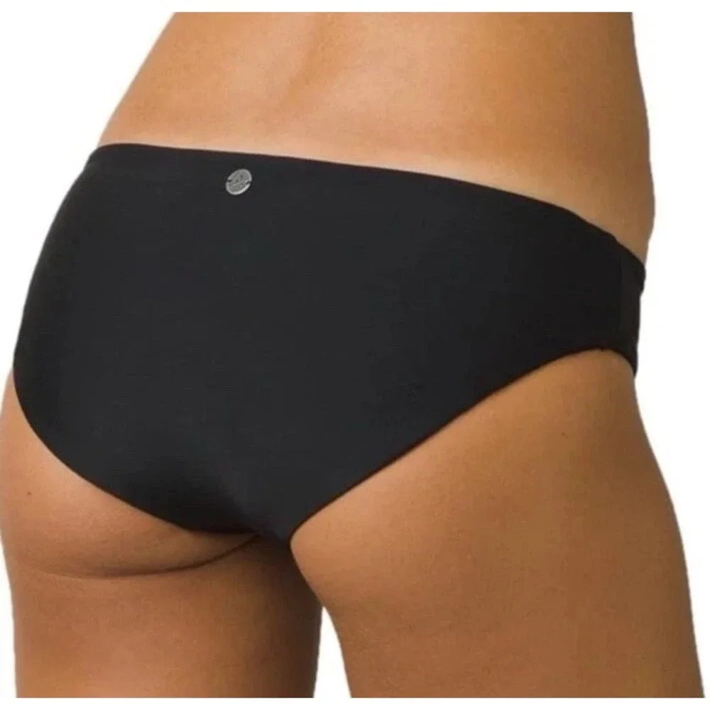 Prana NEW Summer Wave Black Bikini‎ Swim Mid-Rise Bottoms Size XL UPF Beach